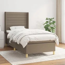 vidaXL Box spring postelja z vzmetnico taupe 100x200 cm blago