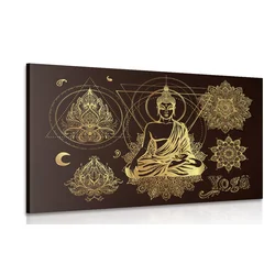 Slika zlati Buda pri meditaciji - 90x60