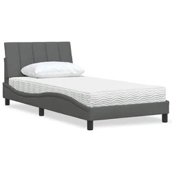 vidaXL Postelja z vzmetnico temno siva 100x200 cm blago