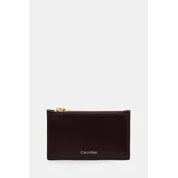 Usnjena denarnica Calvin Klein ženska, bordo barva, LV04F1076G