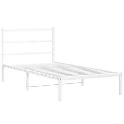 Vidaxl Kovinski posteljni okvir z vzglavjem bel 100x190 cm