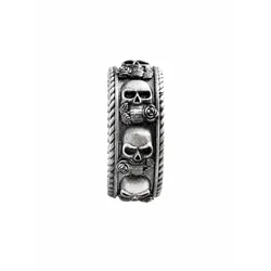 REYTEL Prstan SKULL AND ROSE srebrna
