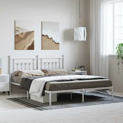 shumee vidaXL Kovinski posteljni okvir z vzglavjem bel 183x213 cm