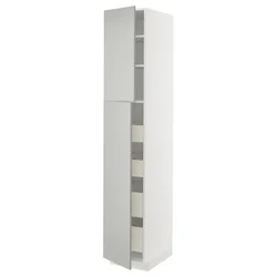 METOD / MAXIMERA Vis.el. s 2 vrata/4 fioke, bela/Havstorp svetlosiva, 40x60x220 cm