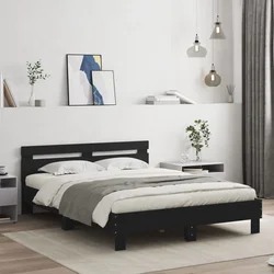 Okvir za krevet s uzglavljem crni 140x200 cm konstruirano drvo