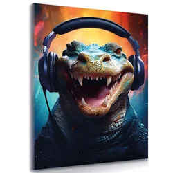 Slika aligator s slušalkami - 100x150