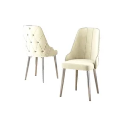 Hanah Home set trpezarijskih stolica Krax 8 kom, krem tkanina Babyface, hromirane metalne noge