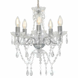 Luster s kristalnim perlama srebrni okrugli 5 x E14