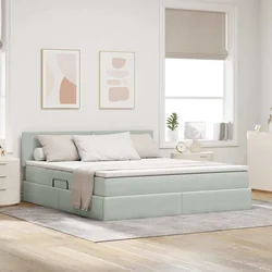 Krevet s od storage Svijetlo siva 160 x 200 cm Baršun