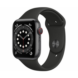 Apple Watch Series 6 (GPS + Cellular, 44mm, Space Gray Aluminum, Black Sport Band)