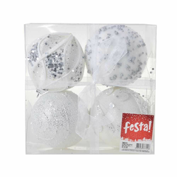 FESTA Novogodišnje kugle Special bele/ set 1/4đ