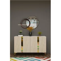 HANAH HOME Konzola Anka 120 White Travertine Gold