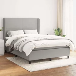 vidaXL Box spring postelja z vzmetnico svetlo siva 140x200 cm blago
