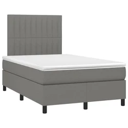 Vidaxl Box spring postelja z vzmetnico temno siva 120x190 cm blago