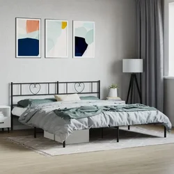shumee vidaXL Kovinski posteljni okvir z vzglavjem črne barve 183x213 cm