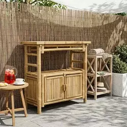 Konzolna stolica s policom Prirodna 80 x 35 x 75 cm Bambus