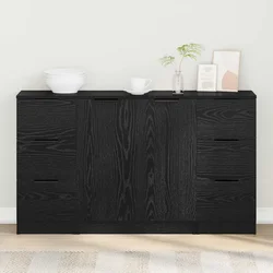 Kreveta s ladicama 3 pcs Crni hrast Konstruirano drvo
