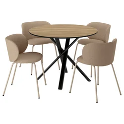 NORRMJÖLE / KRYLBO Sto i 4 stolice, im. hrastovine crna/Tonerud tamnobrž, 105 cm