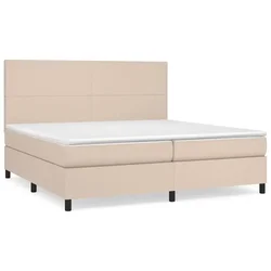 Vidaxl Box spring postelja z vzmetnico kapučino 200x200 cm um. usnje