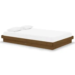 Vidaxl Posteljni okvir medeno rjav iz trdnega lesa 120x190 cm