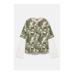 Pull&Bear Majica STWD zelena/kaki/bela