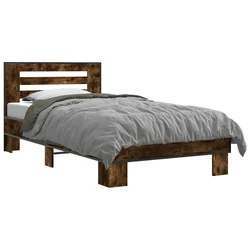 Vidaxl Okvir postelje z naslonjalom Dimljen hrast 80 x 200 cm