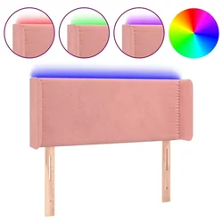 Vidaxl LED posteljno vzglavje roza 103x16x78/88 cm žamet