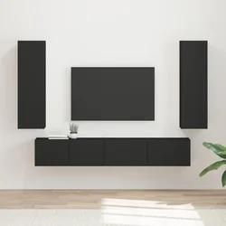 Set TV komoda Zidne 3 pcs Crna Konstruirano drvo