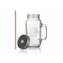Banquet Stekleni reliefni vrč MADEIRA 700 ml, s pokrovom, komplet 8 kosov