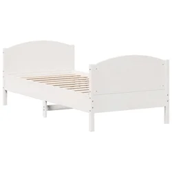Vidaxl Posteljni okvir brez vzmetnice bel 75x190 cm trdna borovina