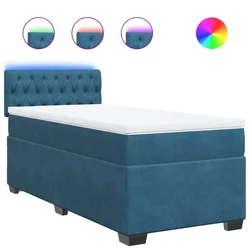 Vidaxl Box spring postelja z vzmetnico modra 90x200 cm žamet