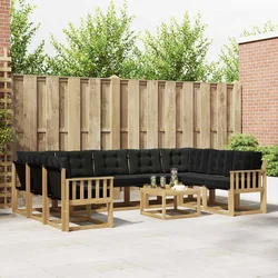 Set vanjskih sofa s jastukom 10 pcs Bijela i crna