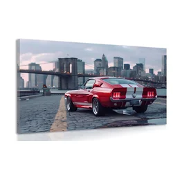 Slika Mustang s panoramo New Yorka - 90x60