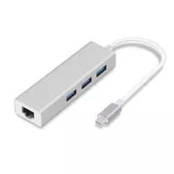Adapter Type C na 3 USB 3.0+ RJ45 GB JWD-T5 srebrni