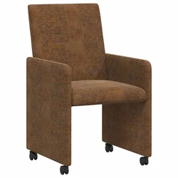 Vidaxl Jedilni stoli s kolesi s kolesi 2 szt. Rjava 57 x 66 x 94 cm