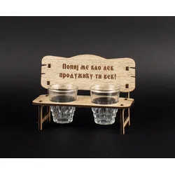BeamCraft Klupica i dve čašice za rakiju Popij me kao lek