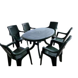 Sanja Ippi Set 6 Stolica Ema Ratan i Sto Orlando 140x100cm, Zeleni