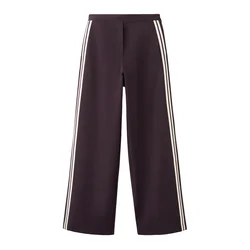 MANGO Hlače vinsko rdeča/bela