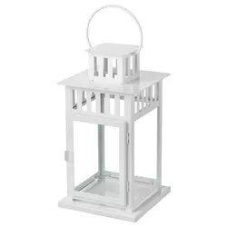 BORRBY Fenjer za top sveću, unutra/spolja bela, 28 cm