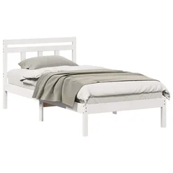 Vidaxl Konstrukcija postelje Bela 80 x 200 cm Masivno borovo les