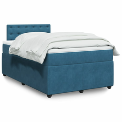 Vidaxl Box spring postelja z vzmetnico modra 120x190 cm žamet