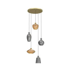 Wofi 5005-501 - Luster na sajli ROUEN 5xE14/40W/230V zlatna/siva