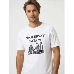 Sinsay - Pamučna majica sa natpisom Najlepszy Tata w Mieście - belo