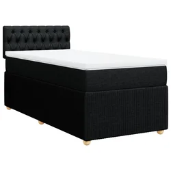 Vidaxl Box spring postelja z vzmetnico črna 100x200 cm blago