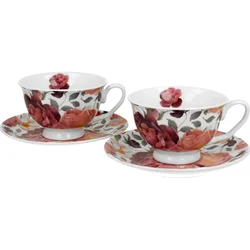 Duo Set 2 skodelic + krožnika Vrtnice, 250 ml porcelan, darilna embalaža, 4813
