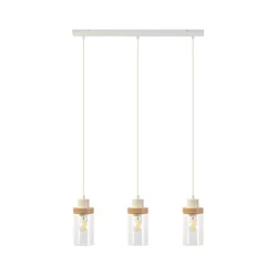 Luster na sajli WOODNEST 3xE27/15W/230V borovina/krem
