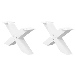 Noge za klub stolić X-oblik 2 kom Bijele 70 x (30-31) cm Čelik