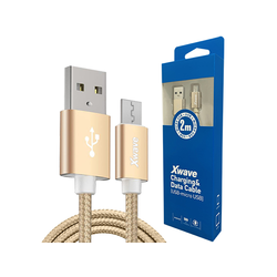 Xwave USB Micro 2m 2A Al /gold mesh Kabl 2.0 na ,,uminium,upleteni,zlatni