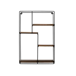 Hanah Home Lotus 1 Zidna polica, Braon-crna