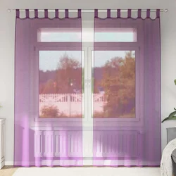 Voile zavjese s petljama 2 kom. ljubičaste 140x225 cm